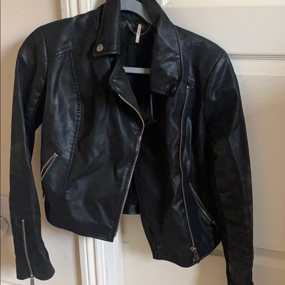 Free People faux leather moto jacket